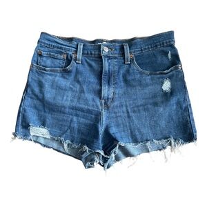 Levi's Blue Jean Shorts High-Waisted Distressed